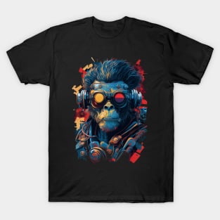 Anime Cyber Ape (Sci-Fi Ape Vintage Retro Future Design Cyberpunk Space Ape) T-Shirt